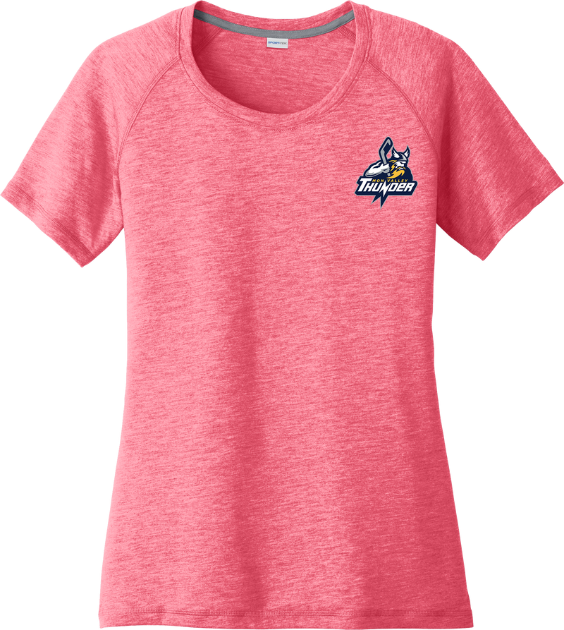 Mon Valley Thunder Ladies PosiCharge Tri-Blend Wicking Scoop Neck Raglan Tee