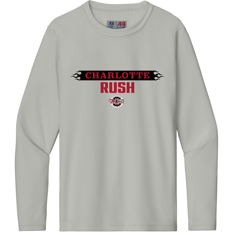 Charlotte Rush Youth Cooling Performance Long Sleeve Tee