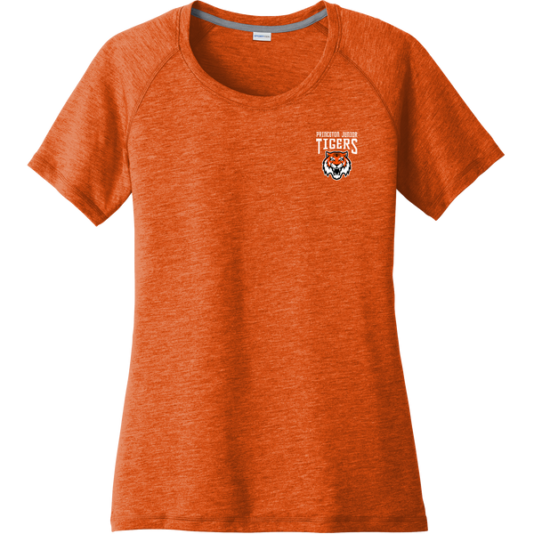 Princeton Jr. Tigers Ladies PosiCharge Tri-Blend Wicking Scoop Neck Raglan Tee