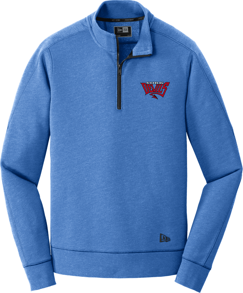 York Devils New Era Tri-Blend Fleece 1/4-Zip Pullover